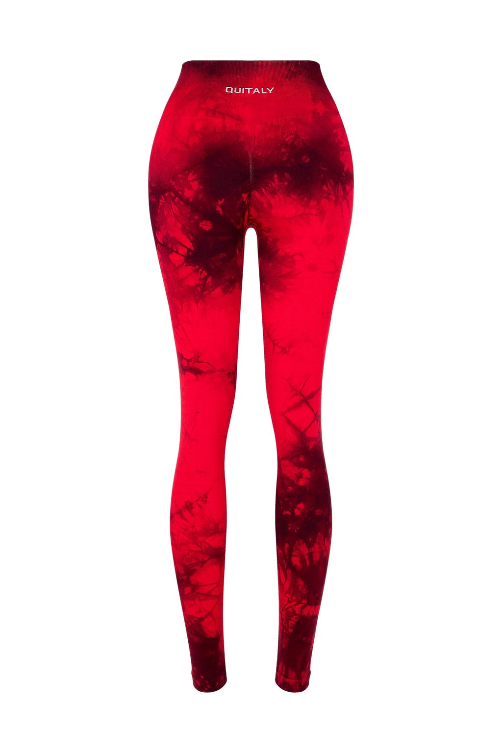 Nahtlose Leggings mit Raffungen und Batikmuster – Rot