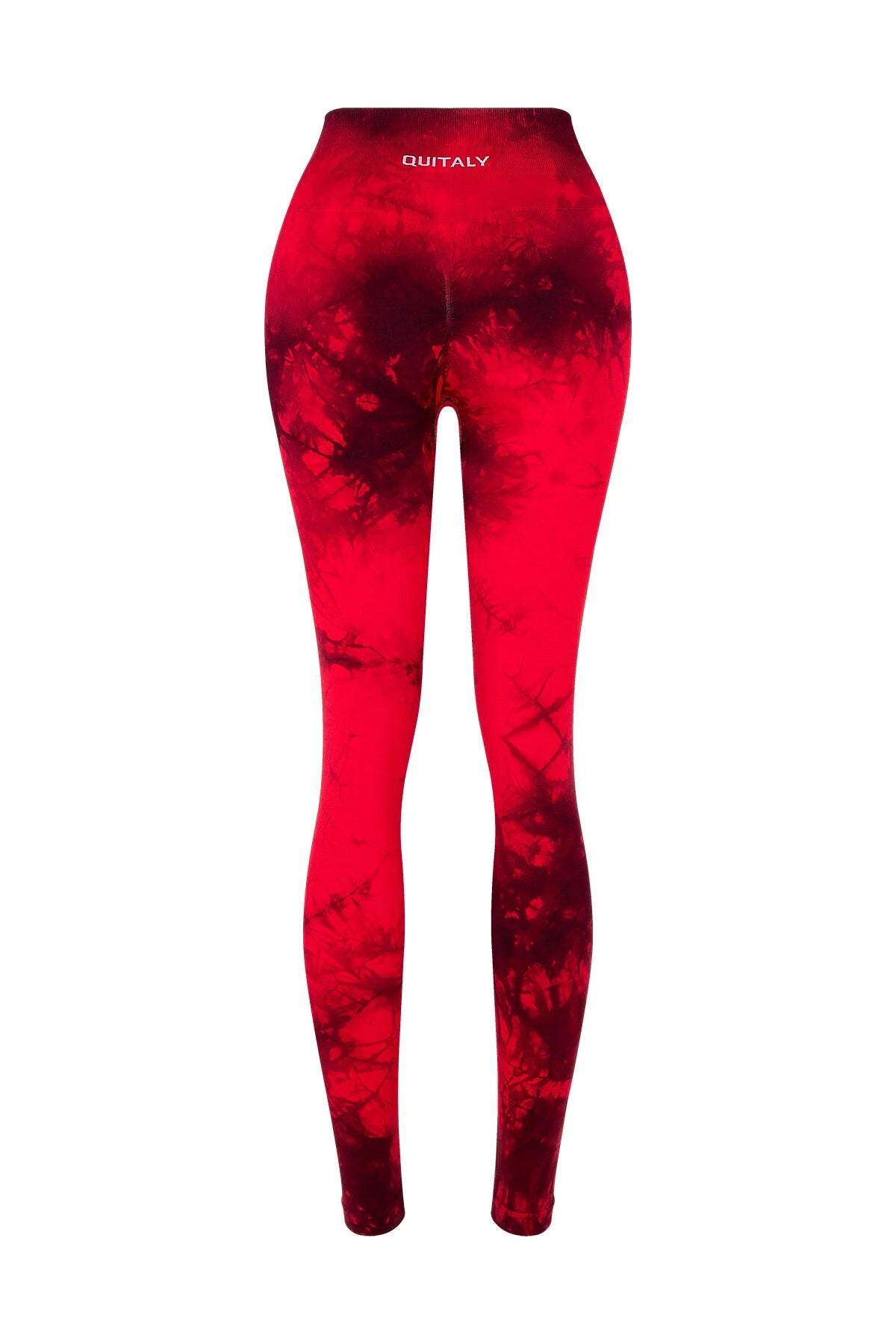 Nahtlose Leggings mit Raffungen und Batikmuster – Rot