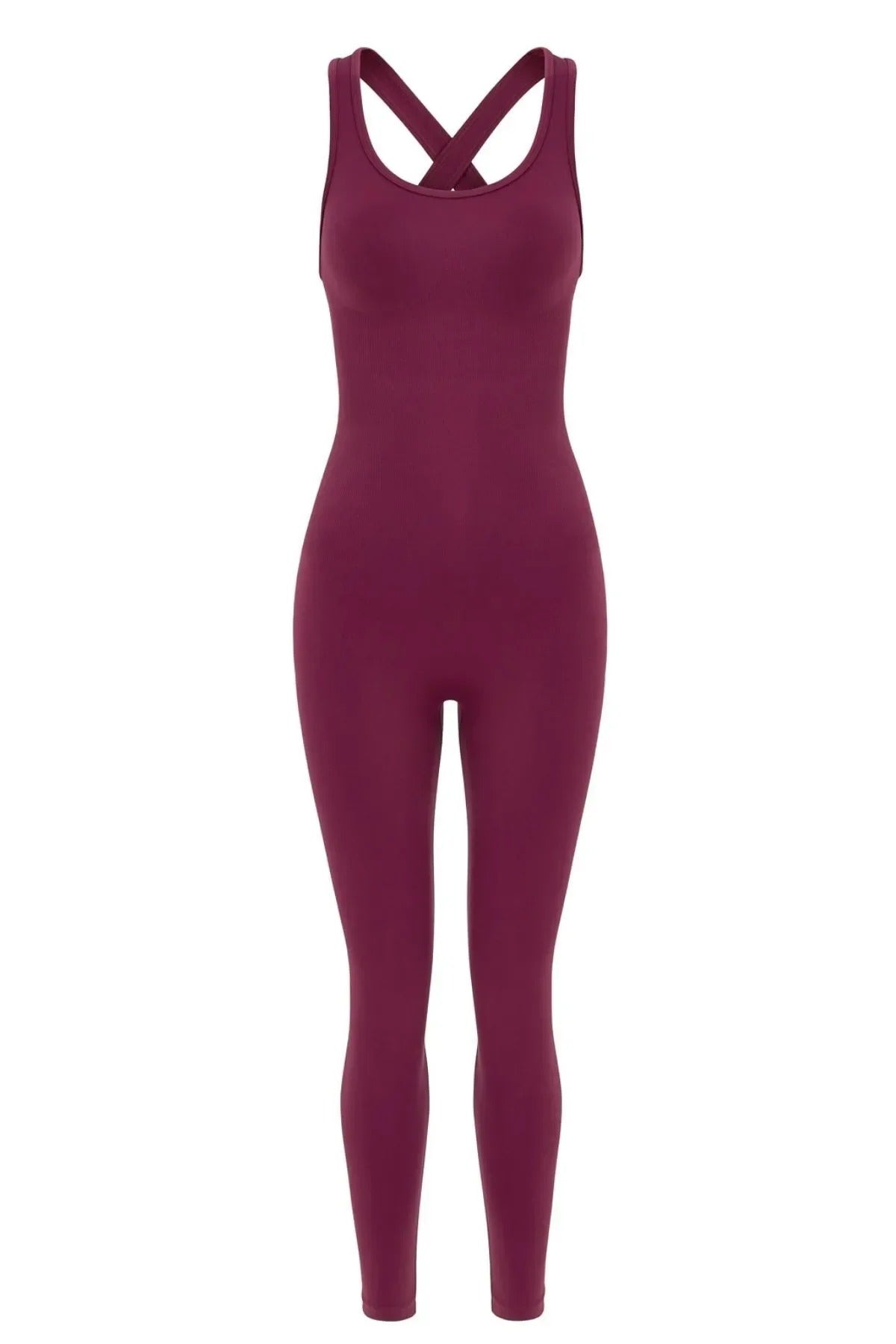 Virtus Büzgülü Pedsiz Seamless Tulum - Bordo