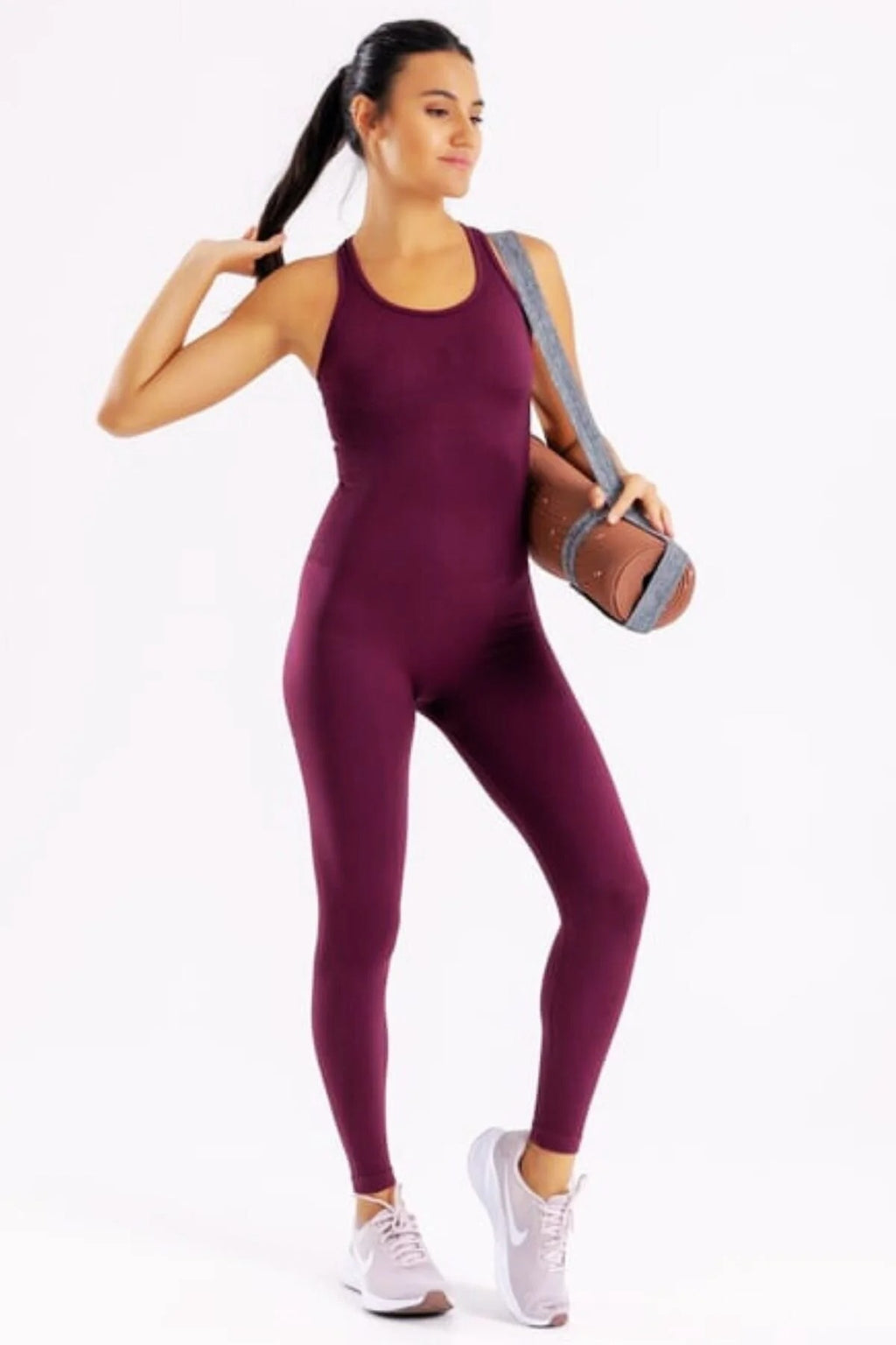 Virtus Büzgülü Pedsiz Seamless Tulum - Bordo