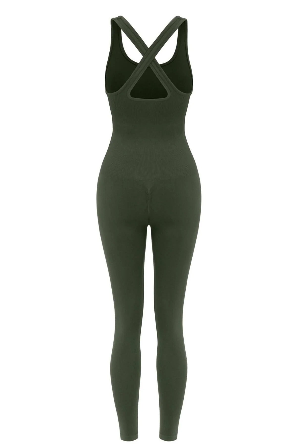 Virtus Büzgülü Pedsiz Seamless Tulum - Haki