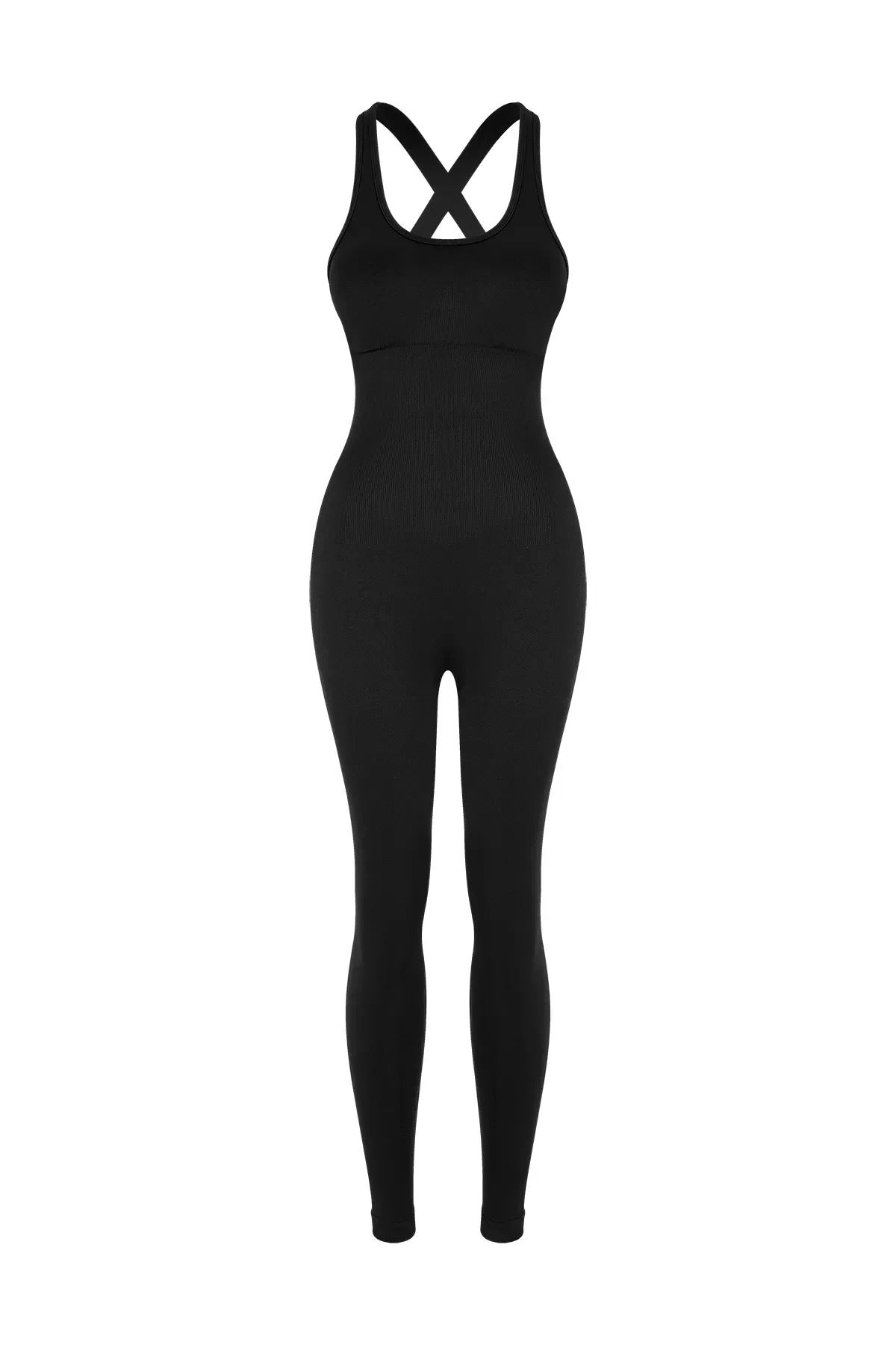 Virtus Büzgülü Pedsiz Seamless Tulum - Siyah