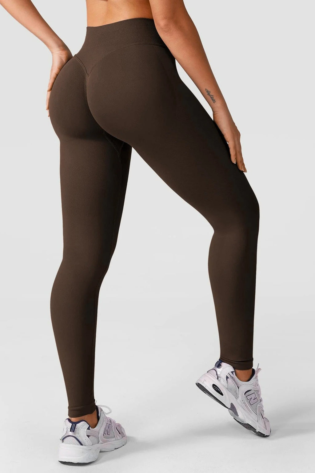 LUNA Büzgülü Seamless Spor Tayt - Kahverengi