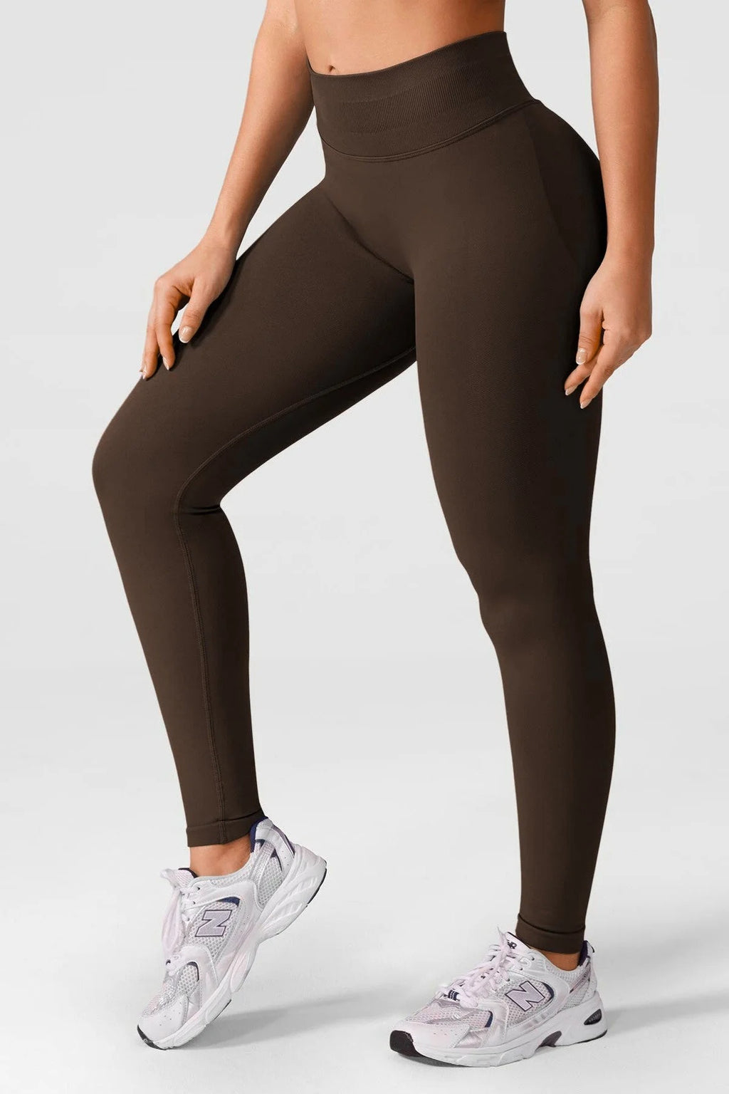 LUNA Büzgülü Seamless Spor Tayt - Kahverengi