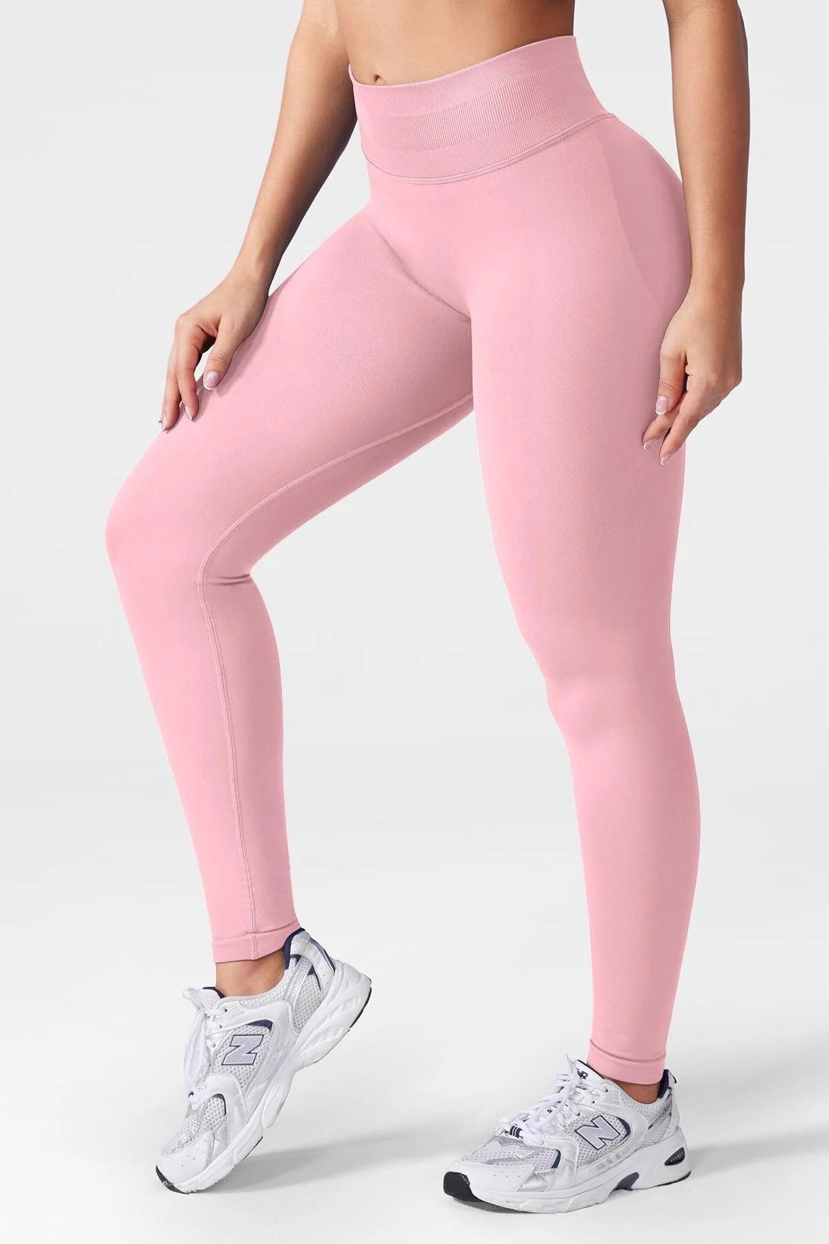 LUNA Büzgülü Seamless Spor Tayt - Pembe