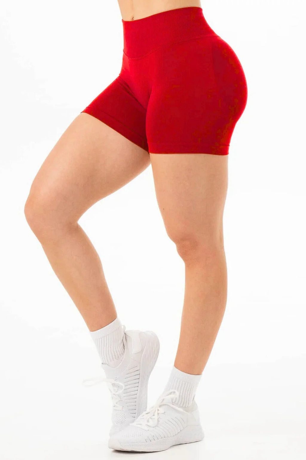 LUNA Büzgülü Seamless Spor Şort - Kırmızı