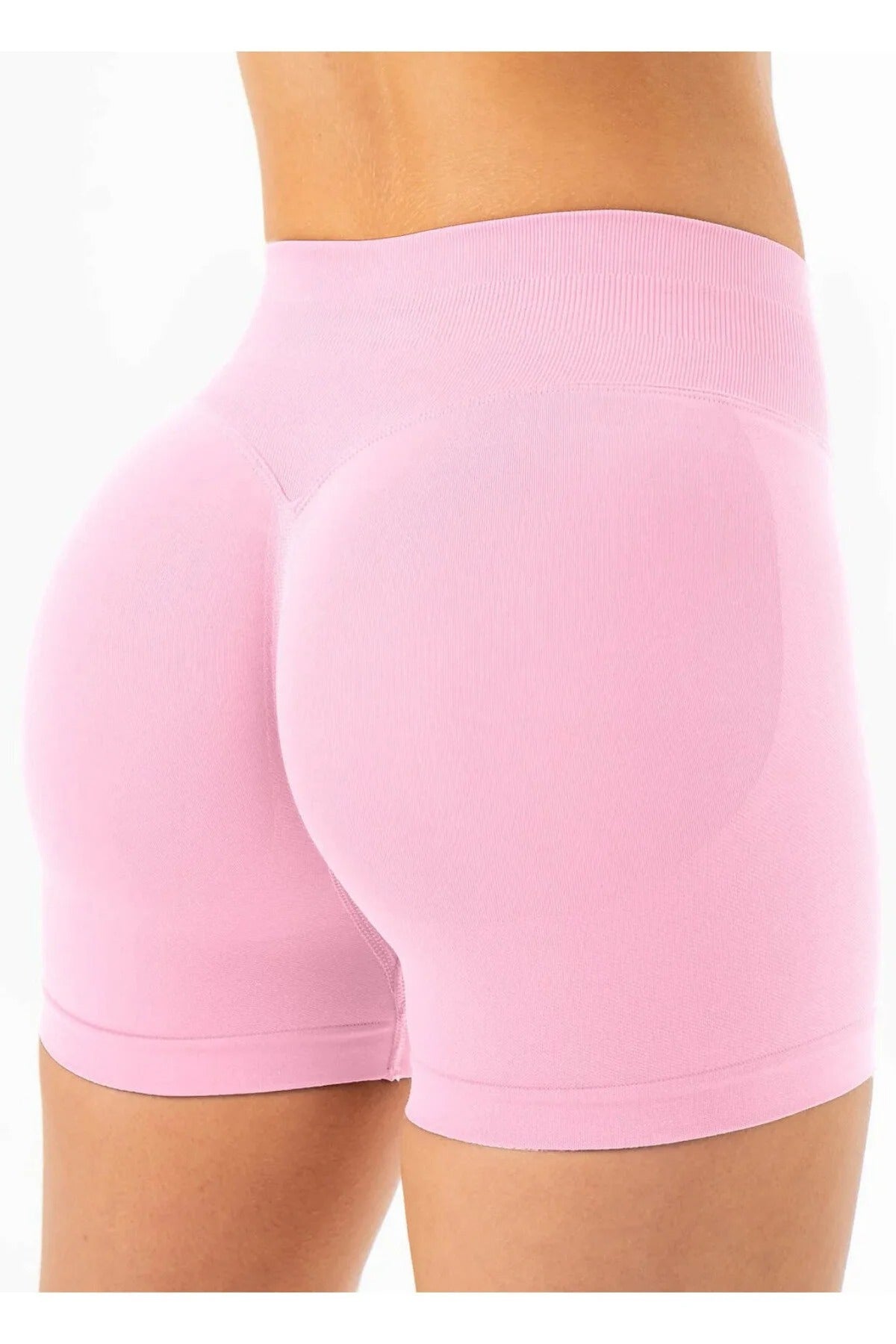 LUNA Büzgülü Seamless Spor Şort - Pembe