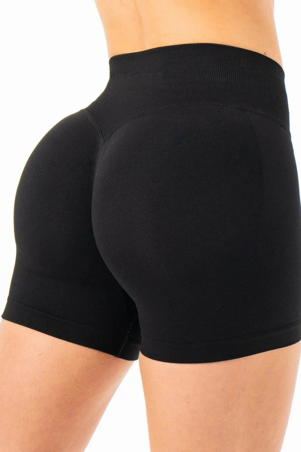 LUNA Büzgülü Seamless Spor Şort - Siyah