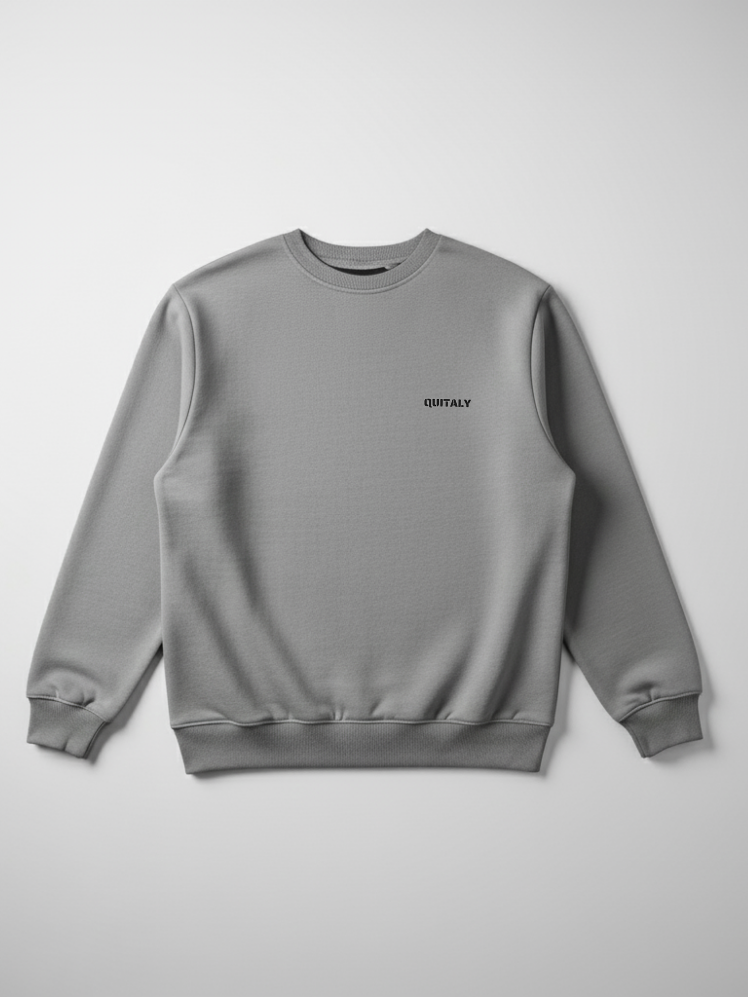 Basic 3 İplik Ekstra Kalın Kışlık Sweatshirt | Şardonlu Pamuklu Bisiklet Yaka | GRİ