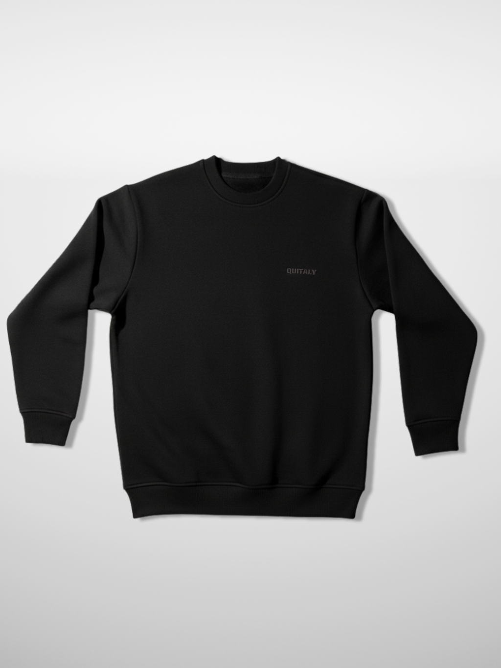 Basic 3 İplik Ekstra Kalın Kışlık Sweatshirt | Şardonlu Pamuklu Bisiklet Yaka | SİYAH