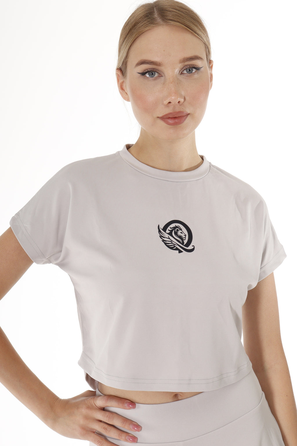 Kurzarm-T-Shirt mit Rundhalsausschnitt – Grau